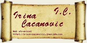 Irina Cacanović vizit kartica
